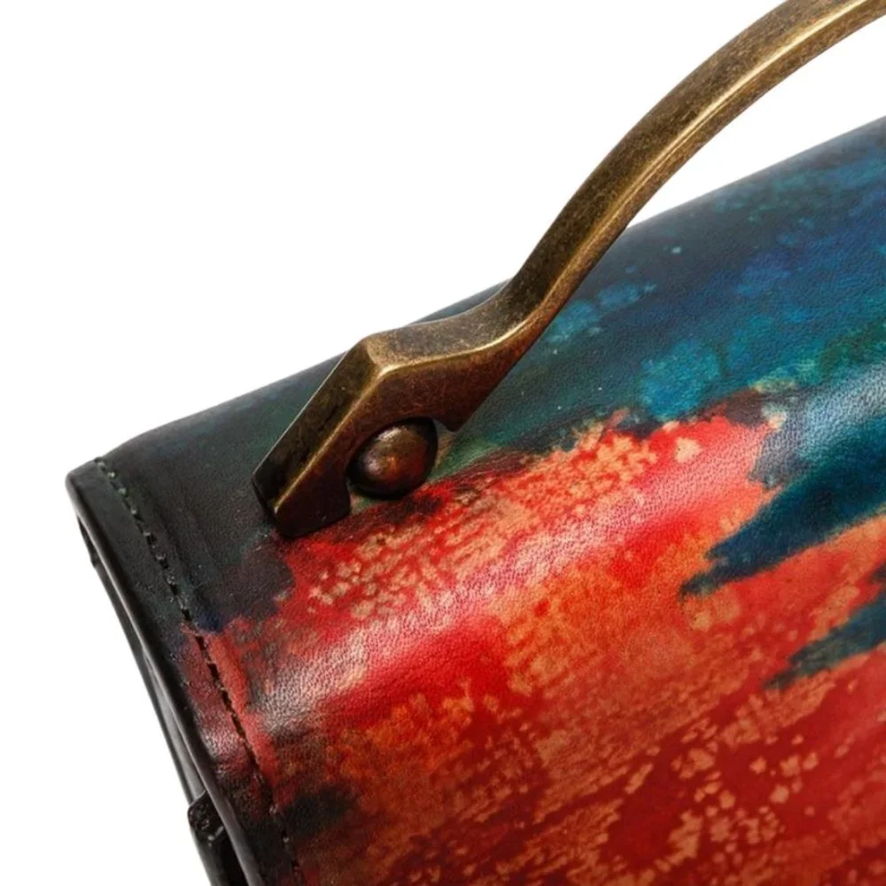 Beautiful Watercolor Cross body Leather Small Bag